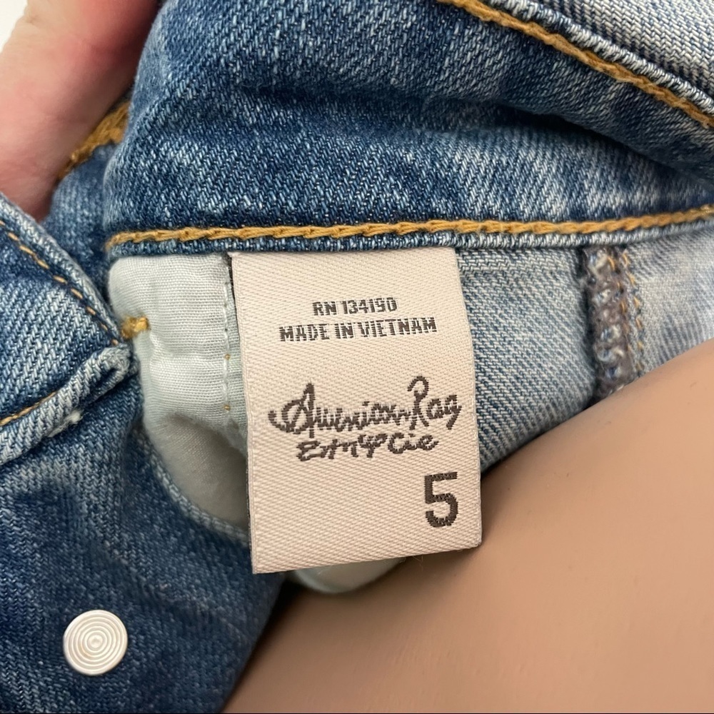 American Rag Floral Embroidered Distressed Jean Overalls - Picture 14 of 16